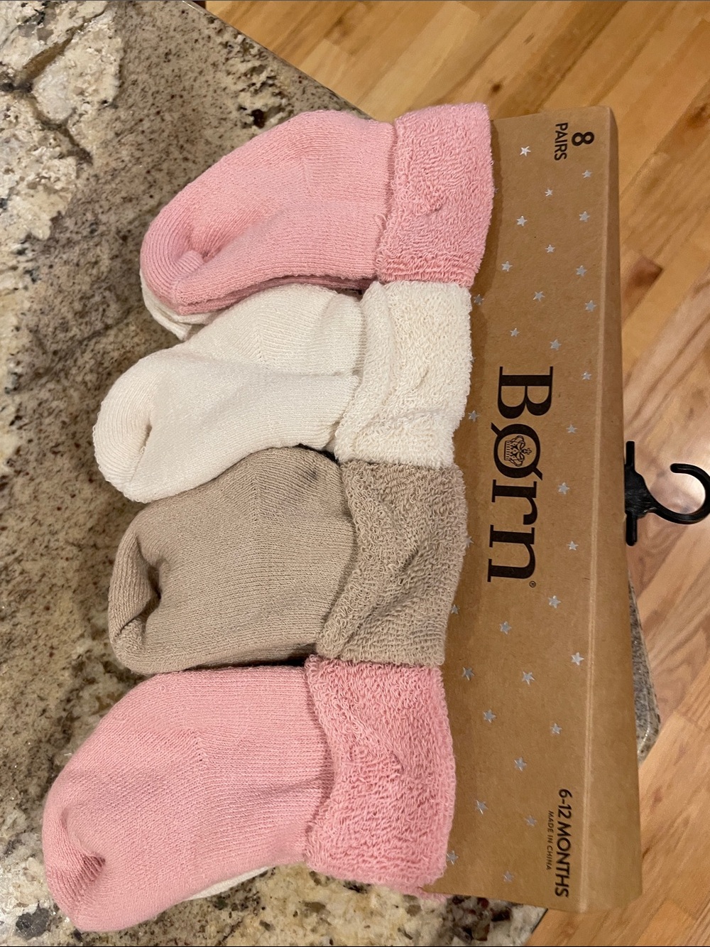 NWT Born Baby Socks Pink, Cream, Tan